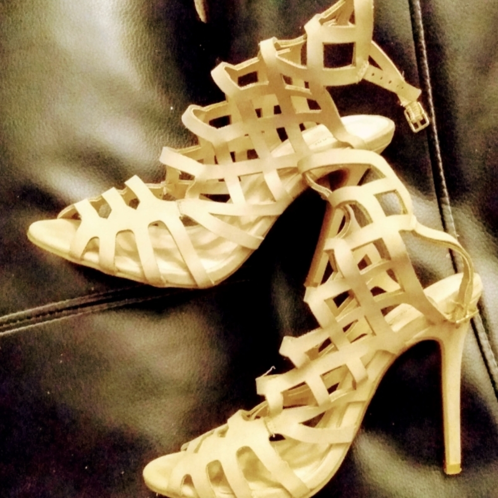 Ann Michell Tan Lace-Up Heels